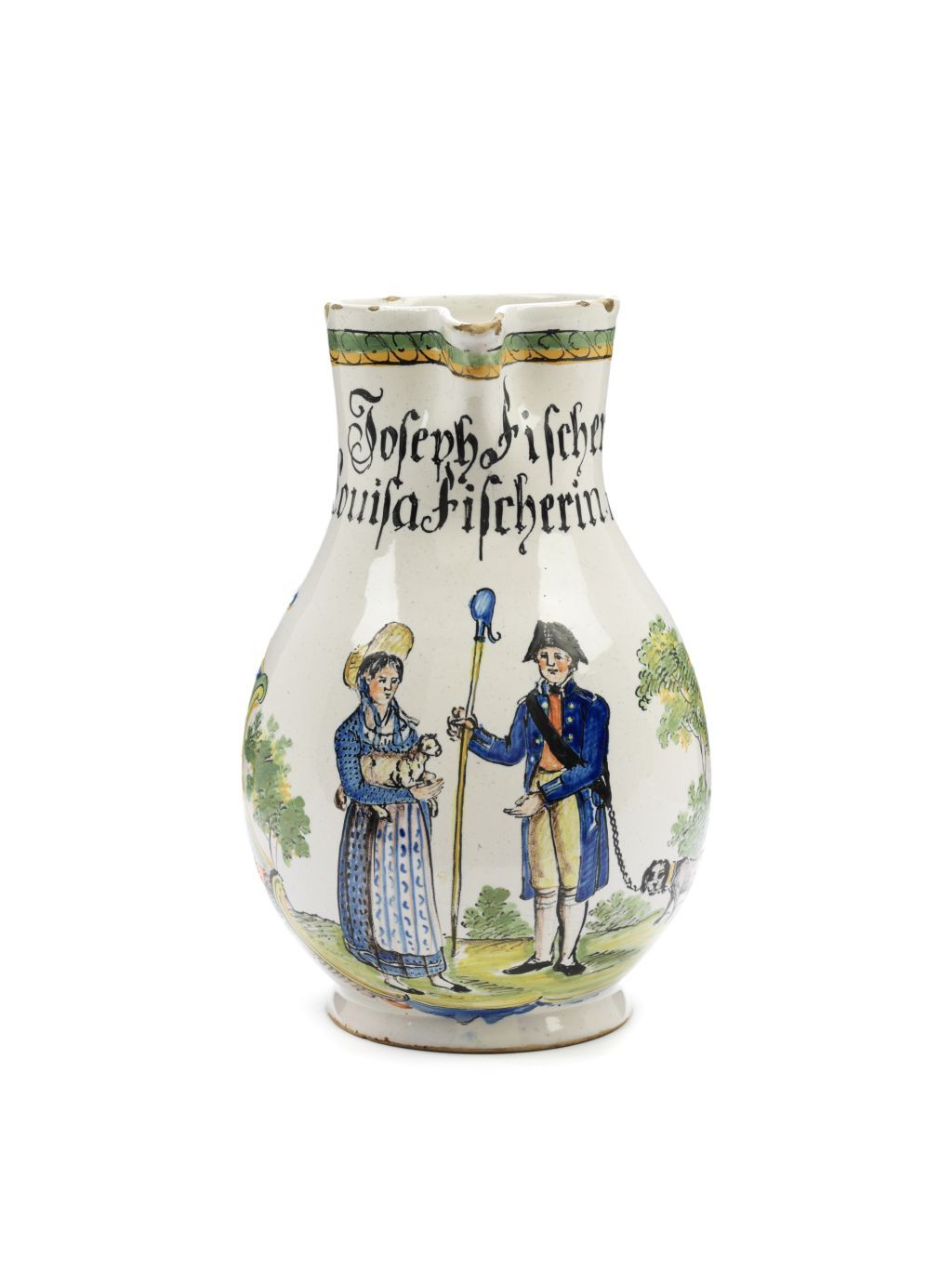 Durlacher-Fayence-Hochzeitskrug-1820-datiert