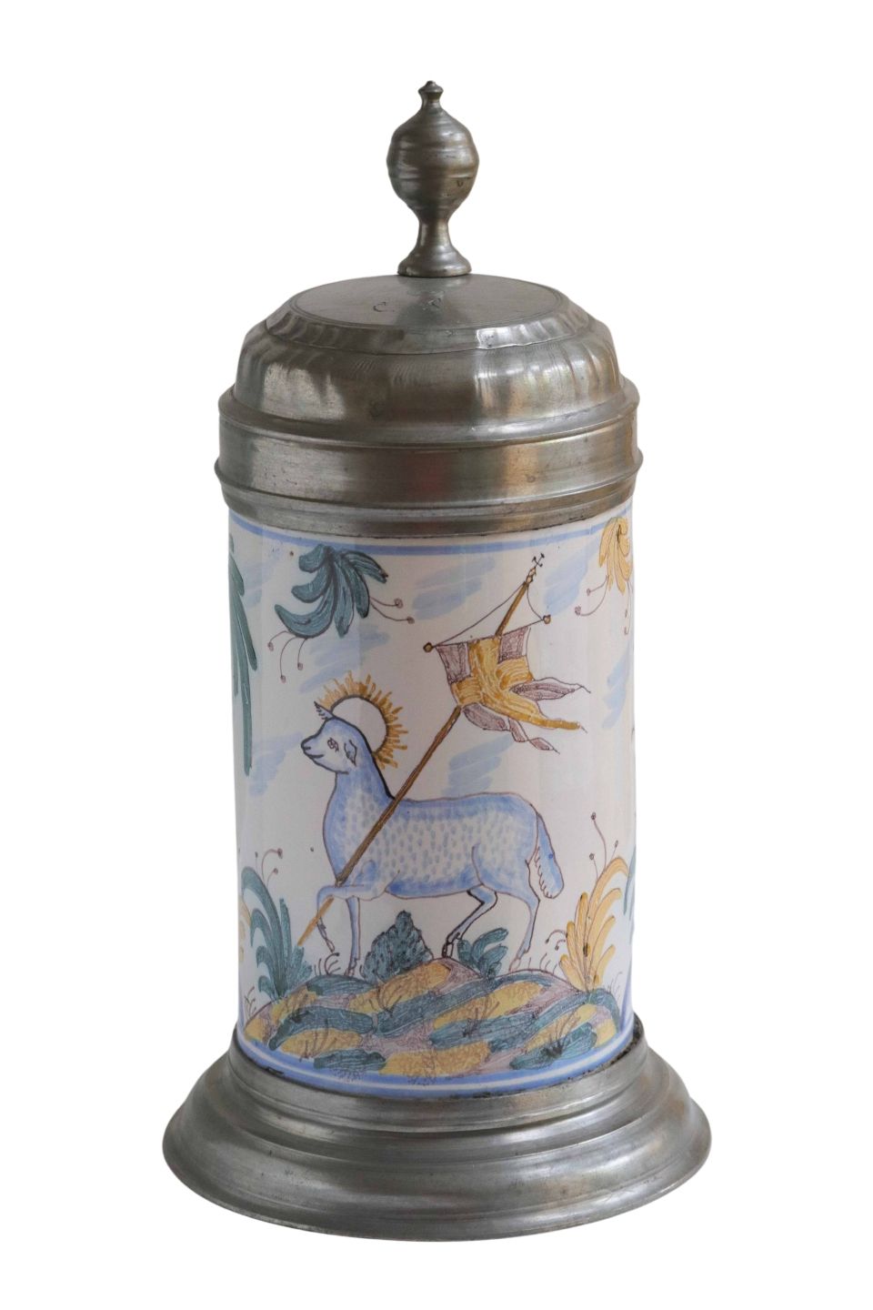 bayreuth-faience-tankard-agnus-dei-18th-century