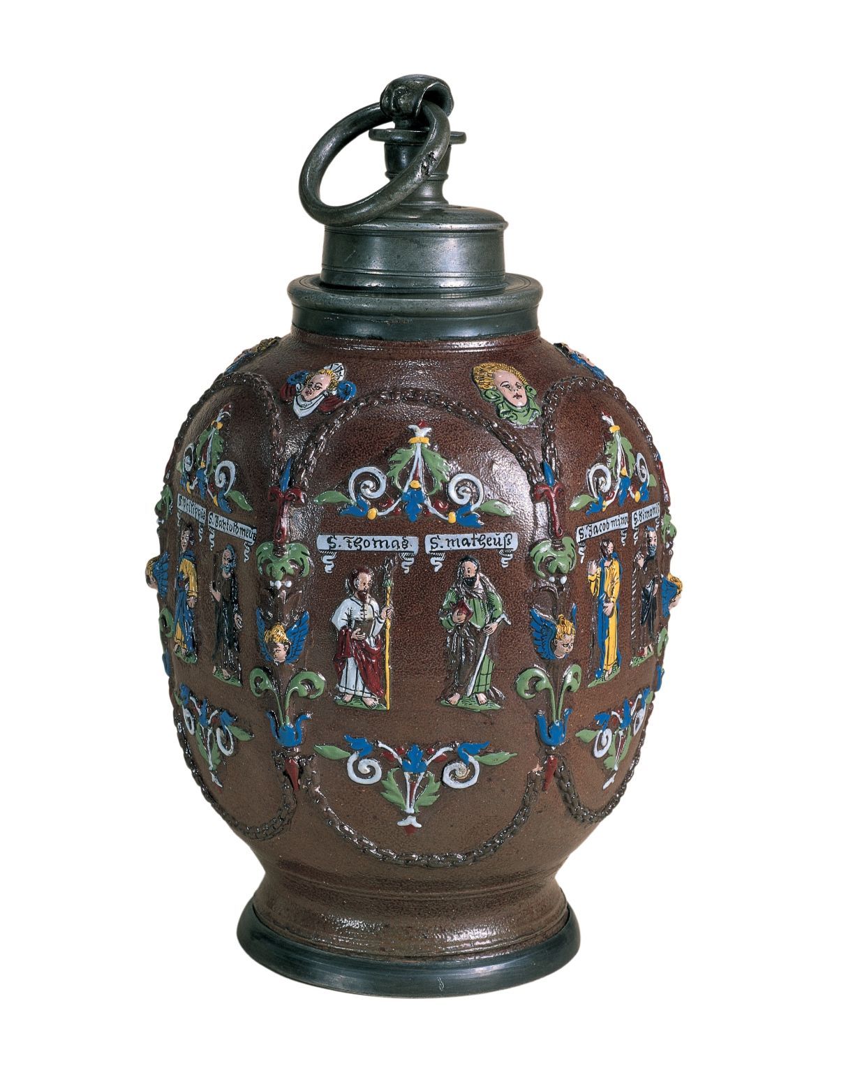 creussen-steinzeug-flasche-auflagen-apostel-um-1640