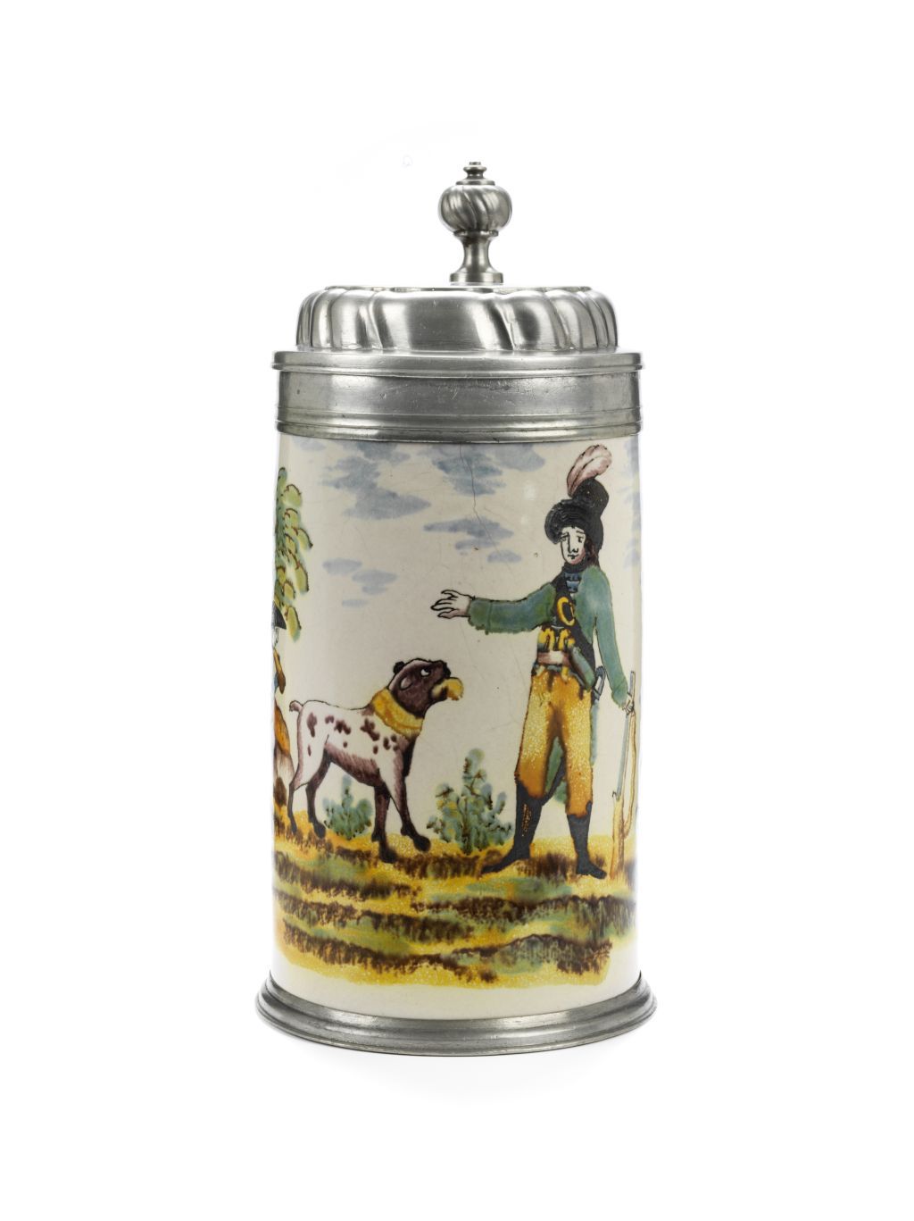 german-faience-crailsheim-hunting-tankard-1800