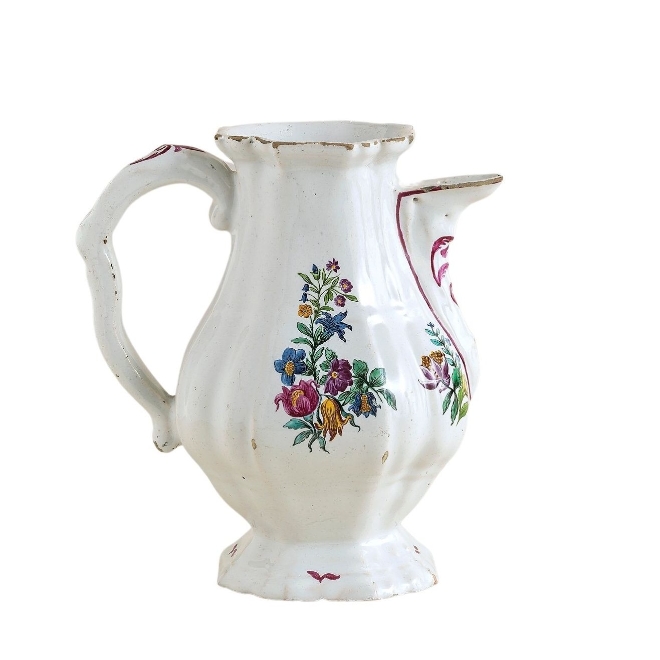 baroque-proskau-faience-jug-flowers-18th-century