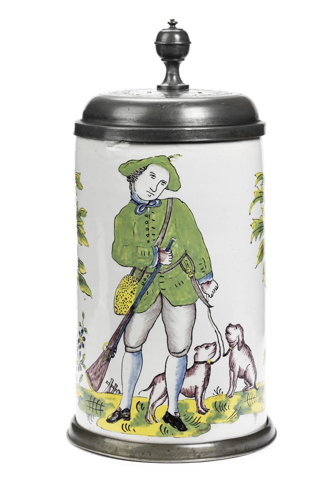 schrezheim-german-faience-hunting-jug-18th-century