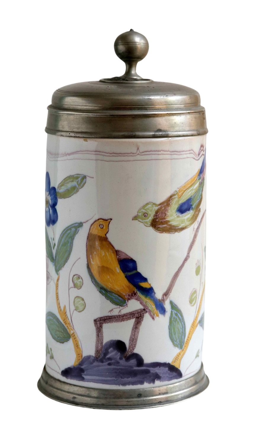 rheinsberg-faience-tankard-birds-flowers-18th-century