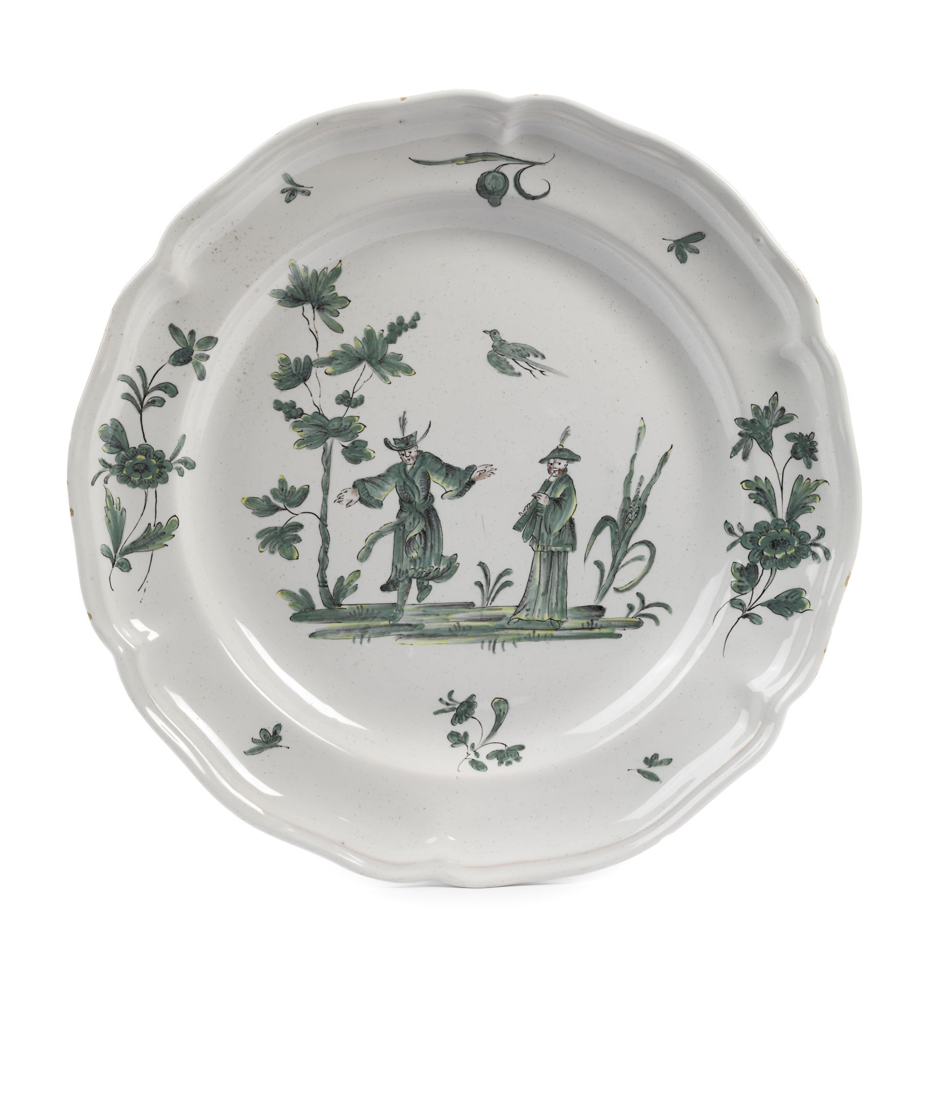 Durlach-Fayence-teller-Chinesen-gruen-1775