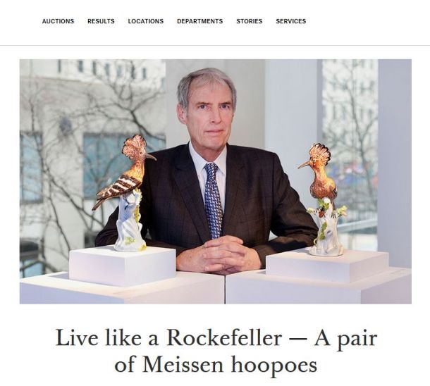 Rockefeller Collection Christies Pair of Meissen Hoopoes
