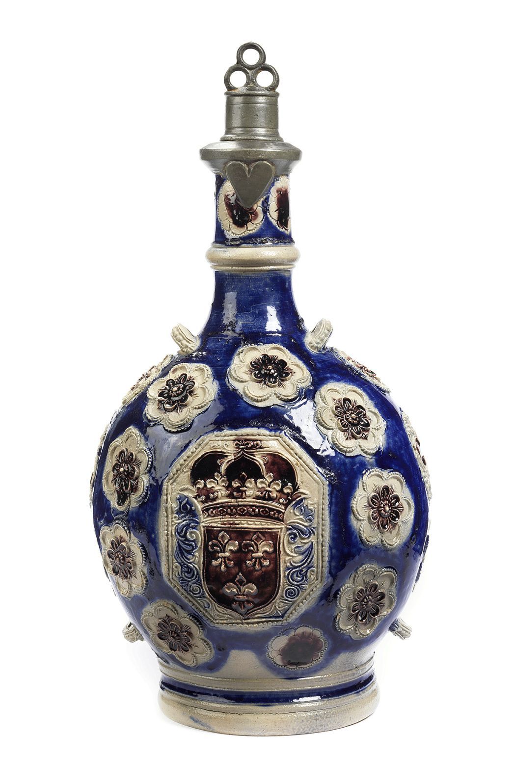 westerwald-stoneware-armorial-pilgrim-bottle-17th-century