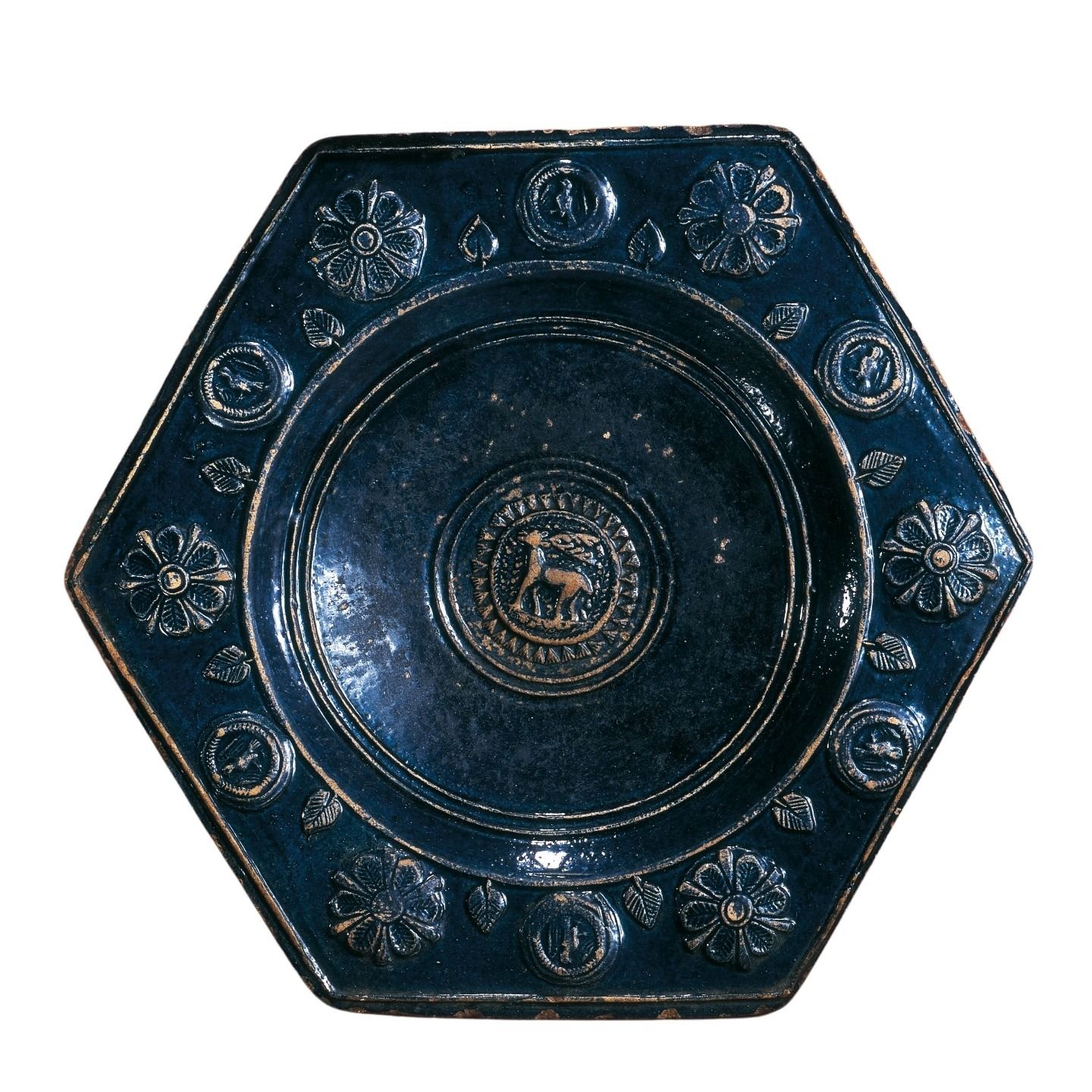 silesia-hafnerware-charger-blue-relief-16th-century