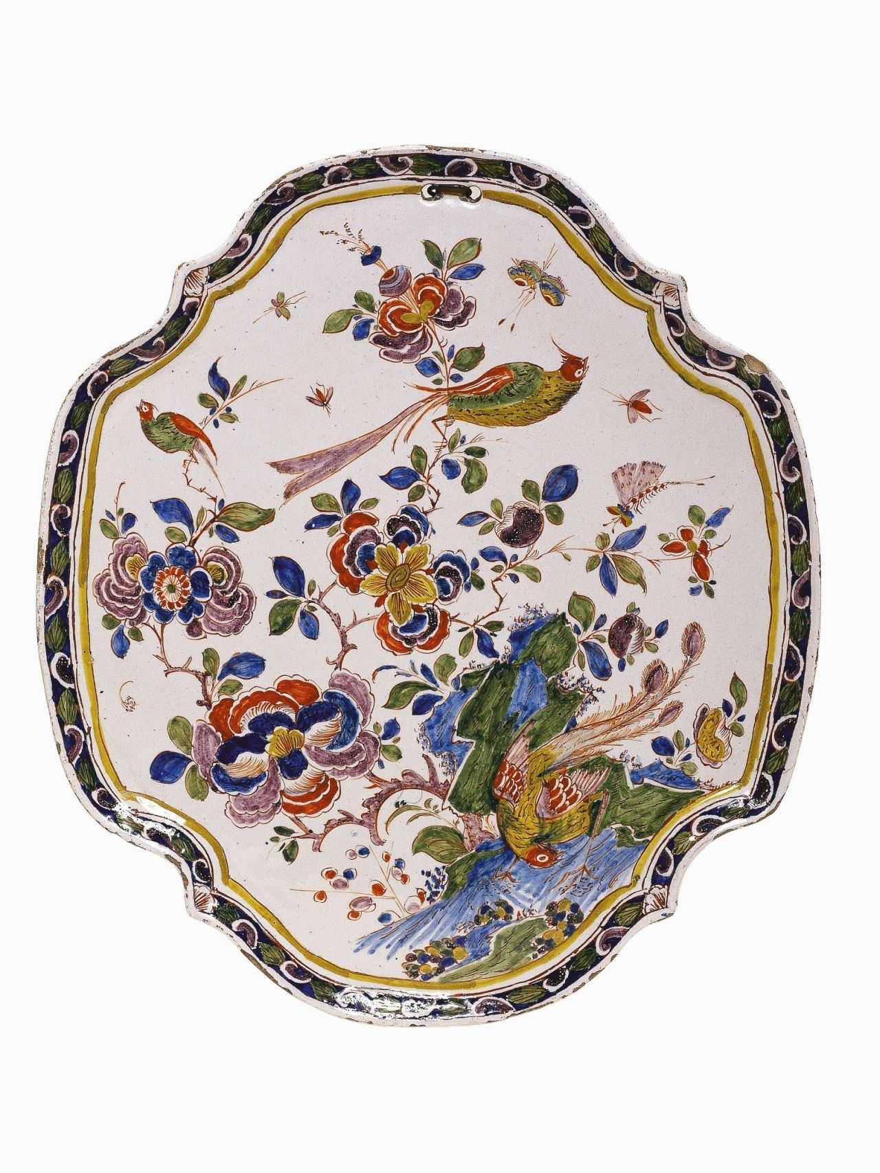 dutch-delft-faience-plaque-18th-century-birds-flowers