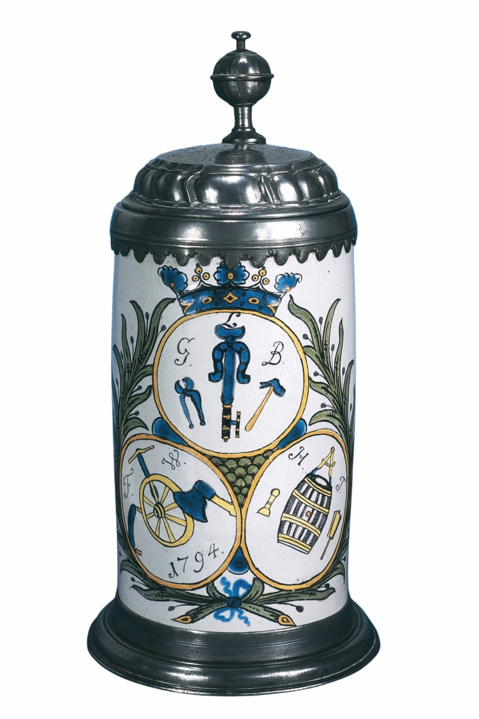 bayreuth-faience-guild-tankard-dated-1794