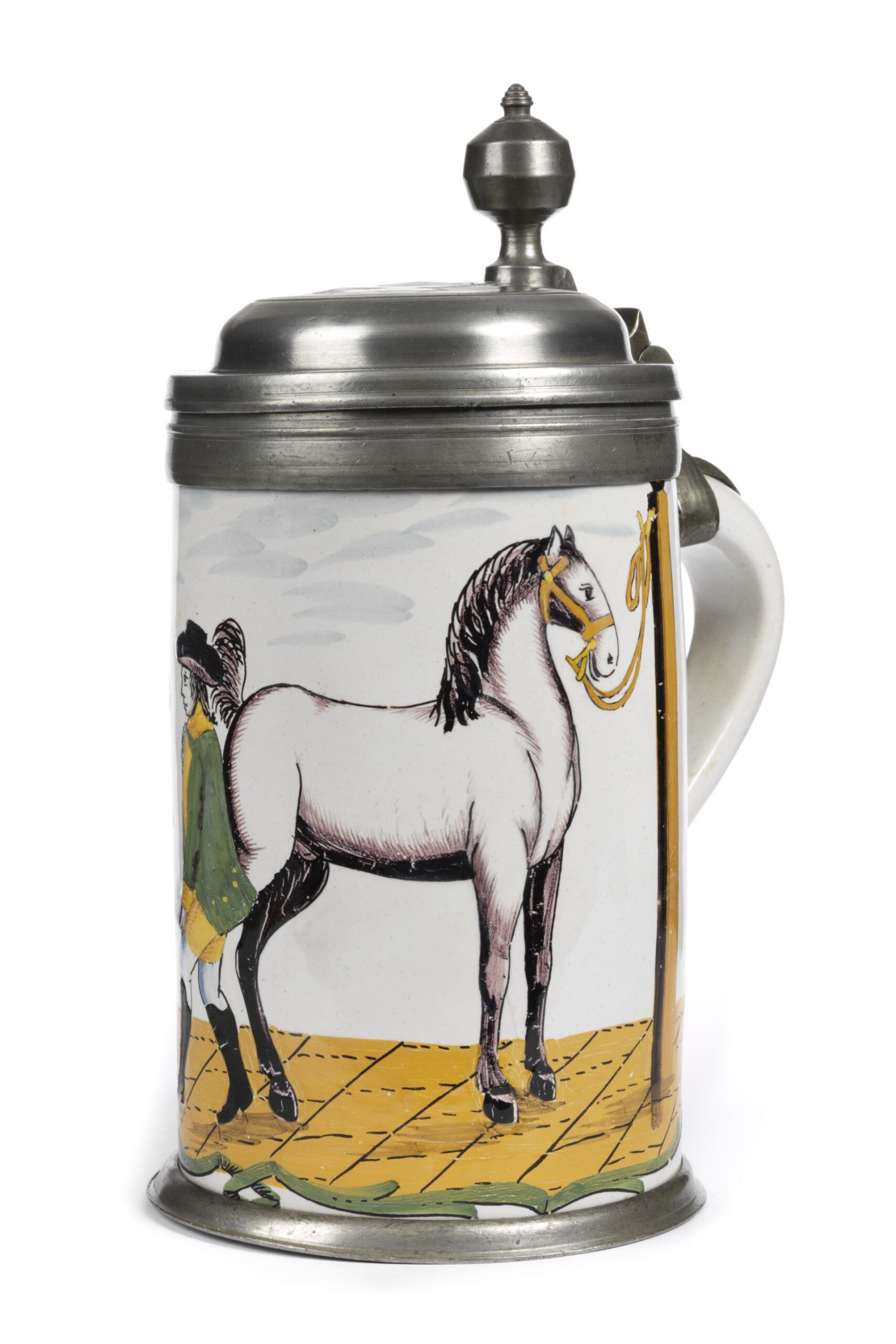 Crailsheim-Fayence-Zunft-Krug-Hufschmied-18-Jh