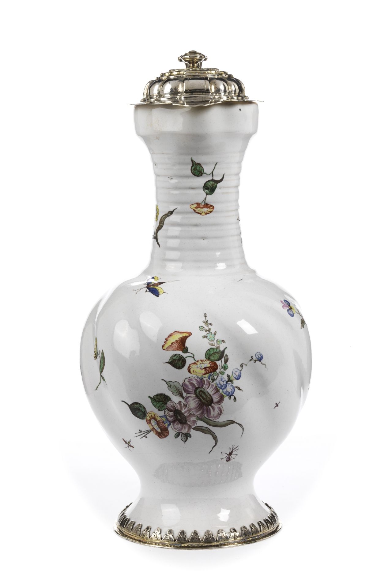 german-schrezheim-faience-jug-hausmaler-flower-18th-century