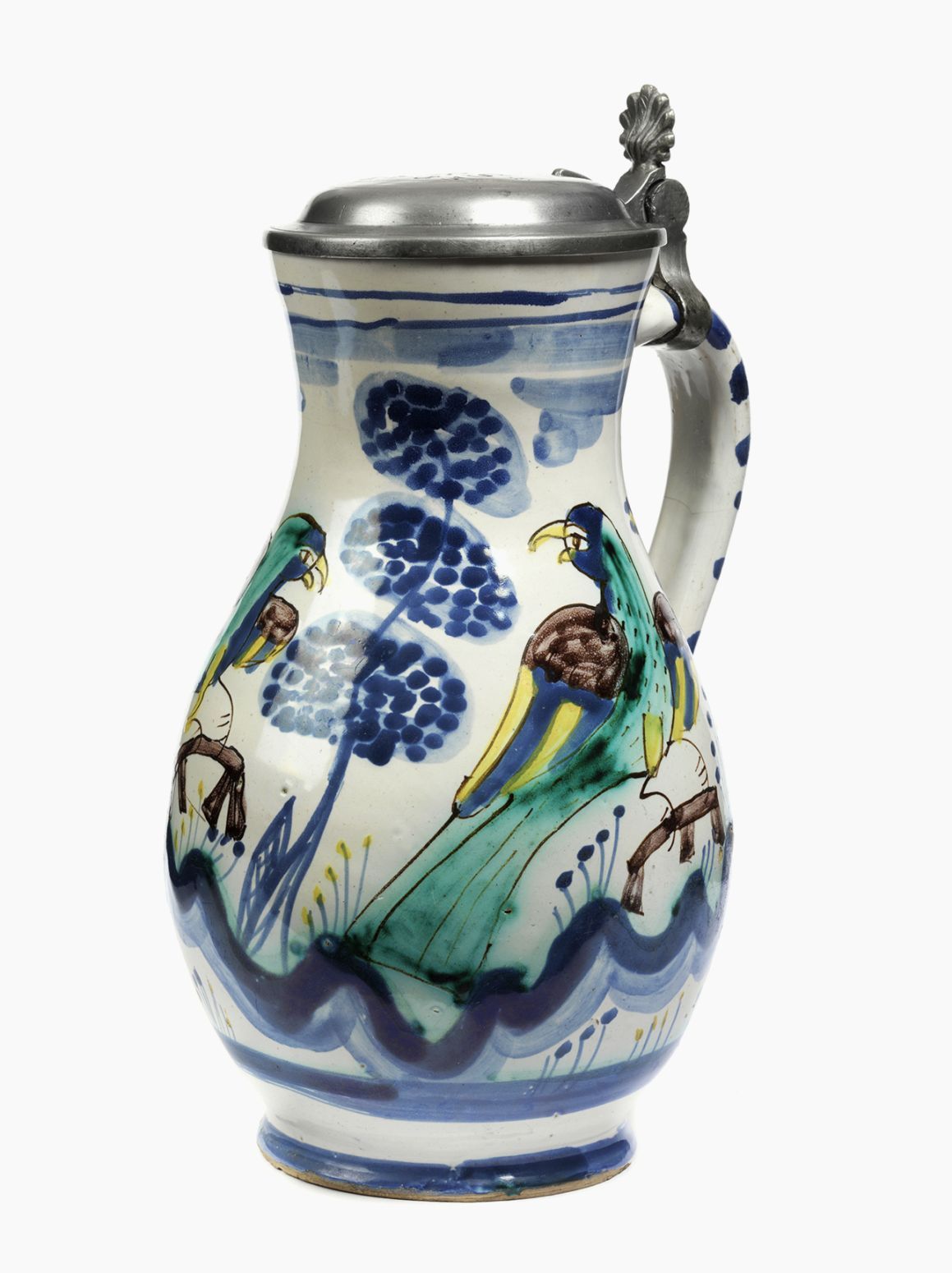 salzburg-faience-jug-parrot-obermillner-17th-century