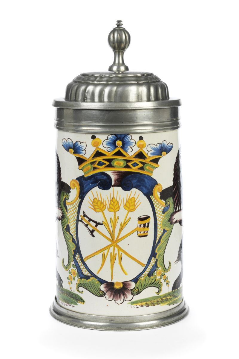 18. Jh. - craisheim - fayence - krug - brauer -zunft