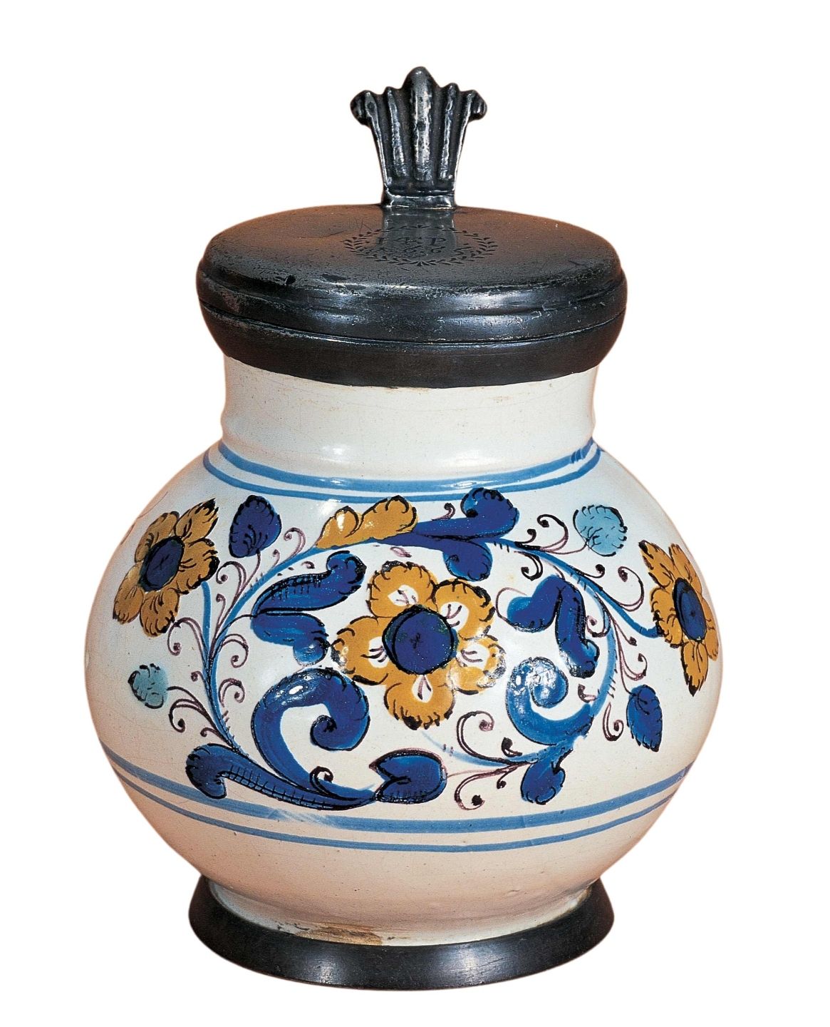 haban-faience-jug-dated-1662--polychrome-flower-decoration