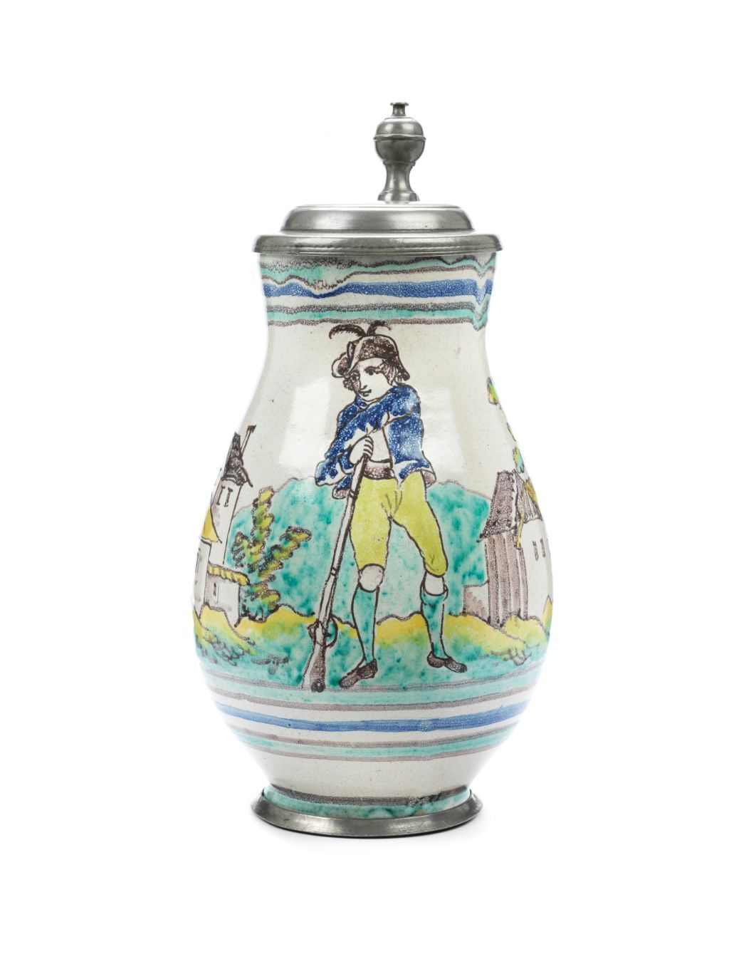 gmunden-faience-hunting-jug-18th-century