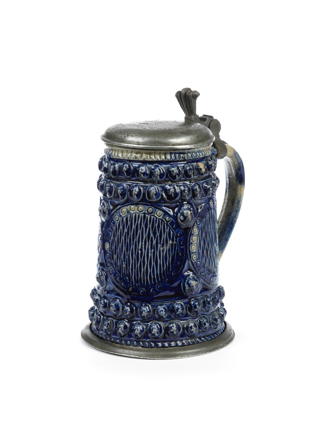 german-muskau-stoneware-tankard-blue-glaze-17th-century