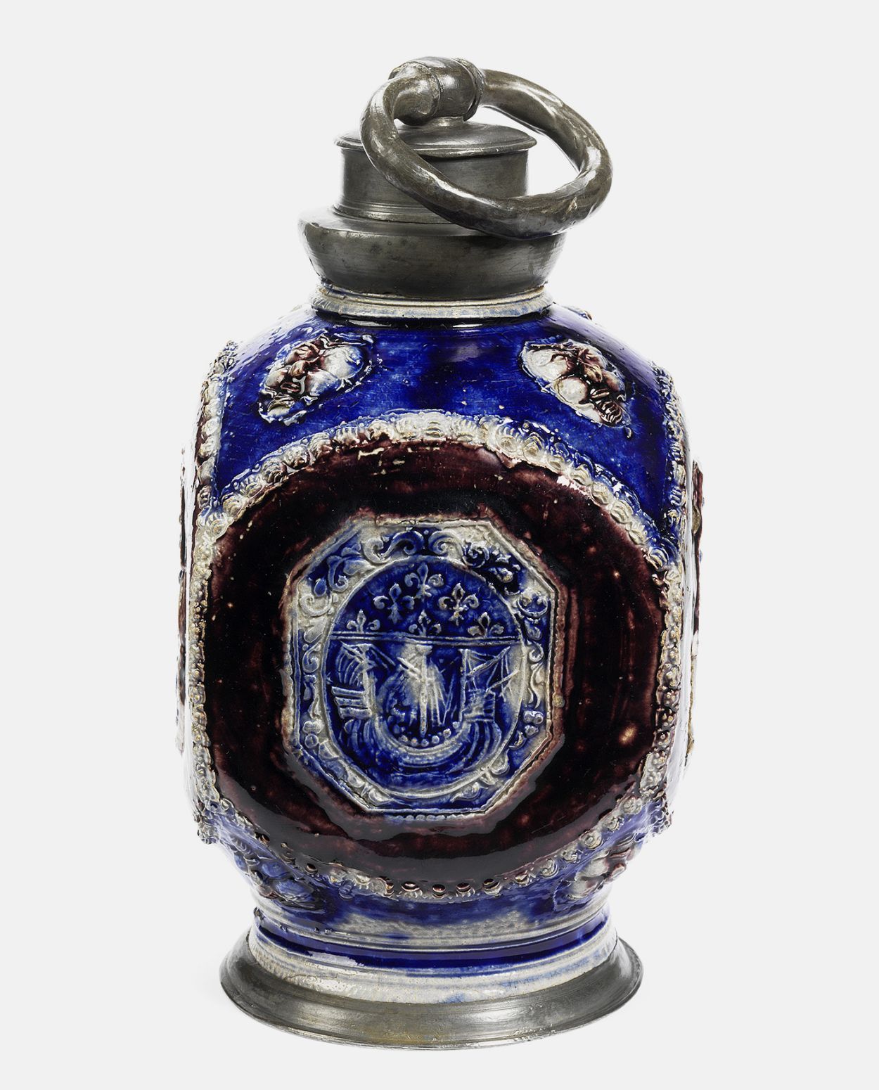 german-westerwald-stoneware-bottle-armorial-paris-17th-century