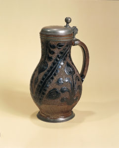 17th century saltglazed stoneware Muskau Birnkrug 1701 datiert