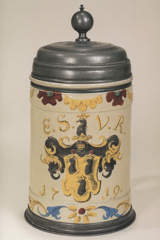 18th century Altenburg Saltglazed Stonware Tankard coat of Arms dated 1719