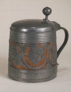 Early rare 17th century Thueringen Daubenkrug Tankard Pewter Wood ca. 1700