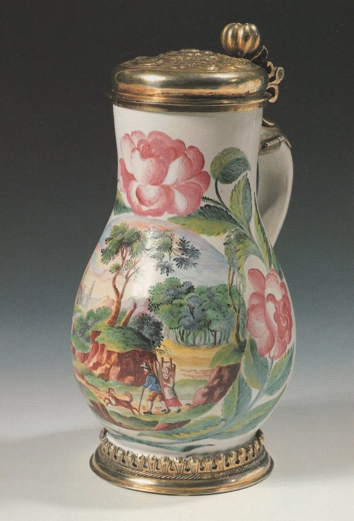 Nürnberger Hausmalerkrug von Abraham Helmhack um 1690 - H. 24 cm