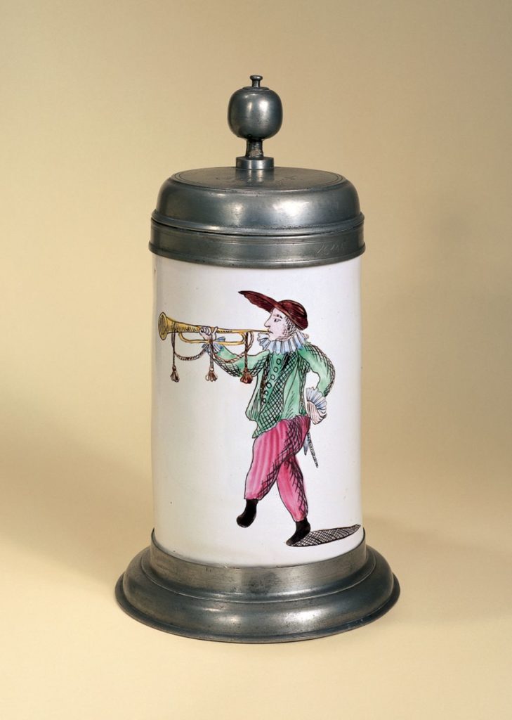 proskau-fayence-walzenkrug-musikanten-um-1800