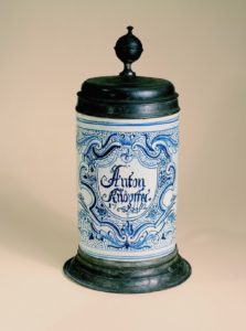 German-Faience-Abtsbessingen Fayencewalzenkrug 1762 datiert