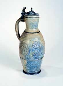 antique-17th century-german stoneware waldenburg-stoneware-jug-ca-1630