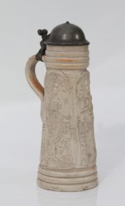 Siegburg Flagon dated 1565 pewter lid Augsburg Marks