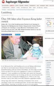 Augsburger Allgemeine Dießen Fayence Krug 25.02.2008