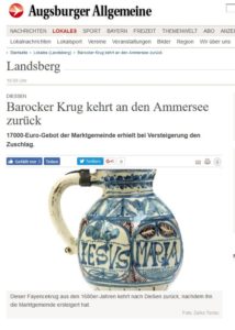 Landsberger Tagblatt Barocker Krug kehrt zurück an den Ammersee 09.05.2017 Modlinger