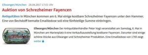 Schwäbische Post Schrezheimer Fayencen 28.04.2017
