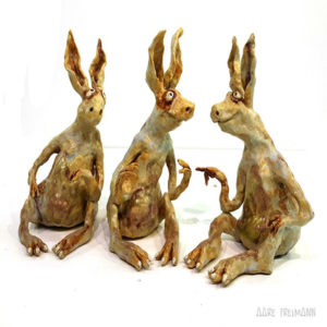 e Freimann 3 Rabbits sculpture