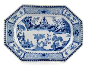 18th century Ansbach Faience Charger blue and white