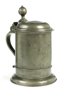 Early 18th century Pewter Tankard Bakers guild dated 1711
