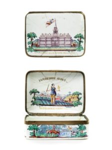 18th century Baroque Ellwangen enamelled snuff box hunting decor Bechtdolff