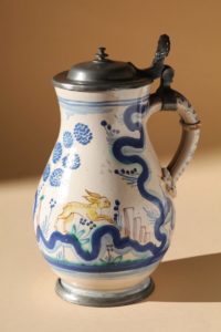 Late 17th century Baroque Salzburg Faience Hunting Jug workshop Obermillner