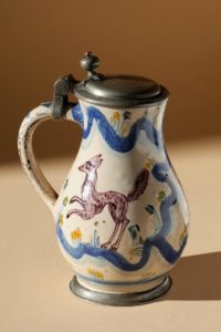 Late 17th century Baroque Salzburg Faience Hunting Jug workshop Obermillner