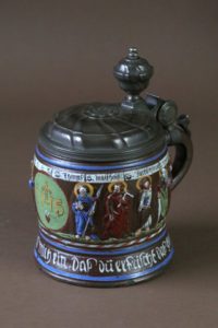 17th century stoneware tankard creussen crest