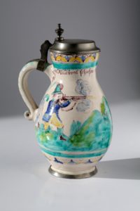 Gmunden Faience Hunting Tankard ca. 1845