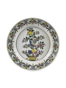 Baroque Faience Plate Ansbach Famille verte 18th century