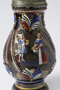 17th century works of Art Dippoldiswalde Annaberg stoneware Jug with chivalrous couple
