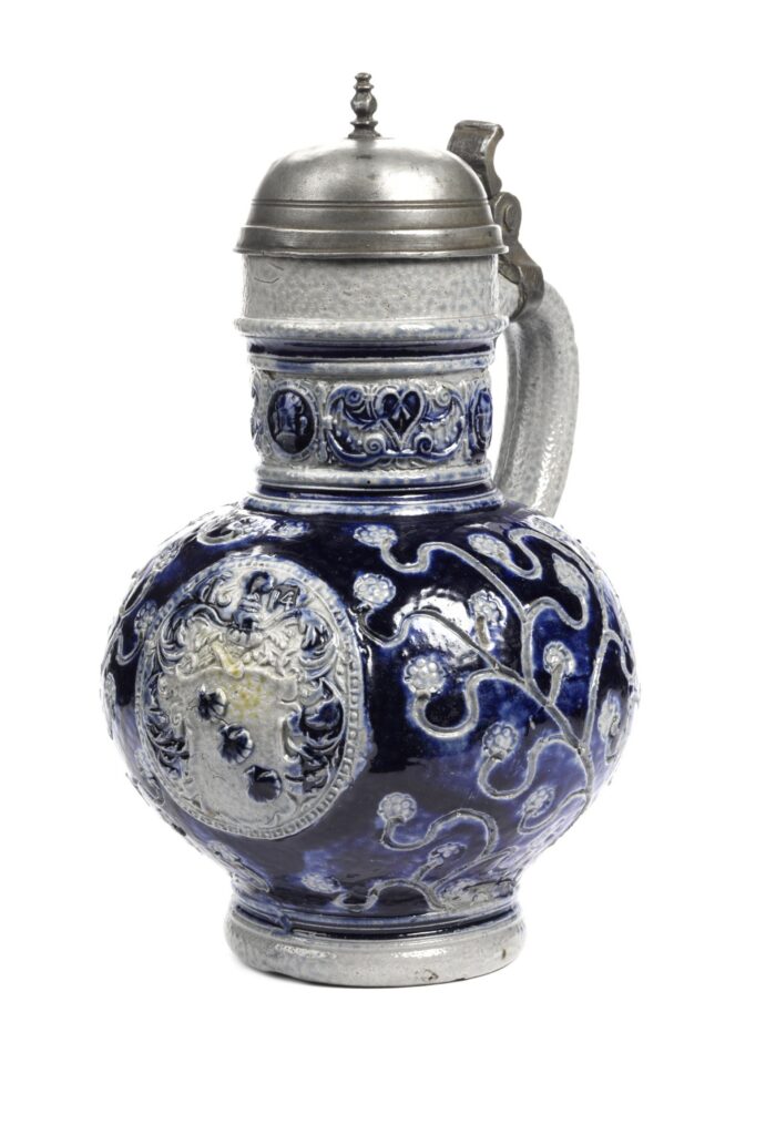 Raeren-Stoneware-Jug-Kugelbauchkrug-Mennicken-dated-1614