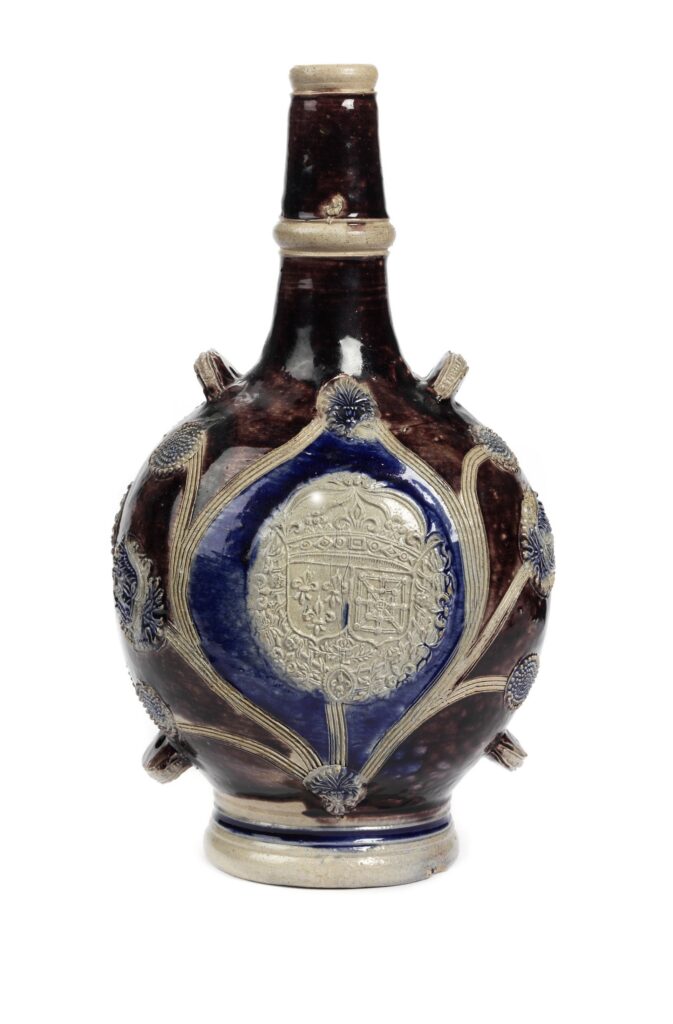 Westerwald-pilgrims-bottle-stoneward-dated-1685