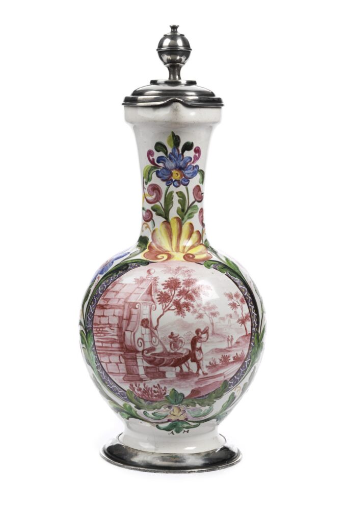 nuernberg-fayence-hausmaler-krug-helmhack-17-jh