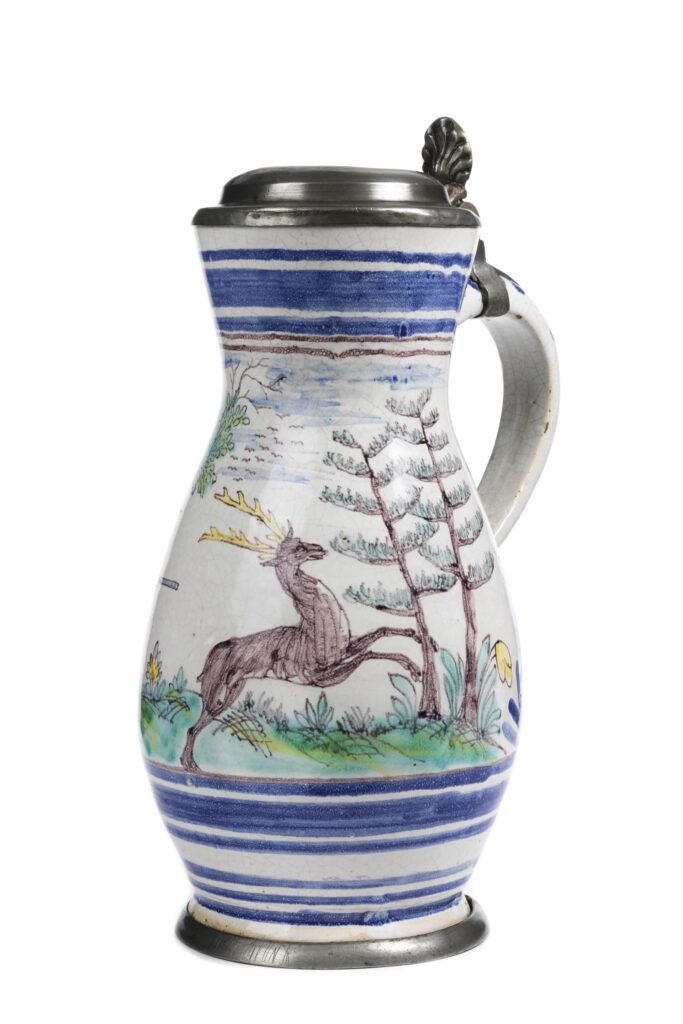 Gmunden-Faience-Hunting-Jug-dated-1762